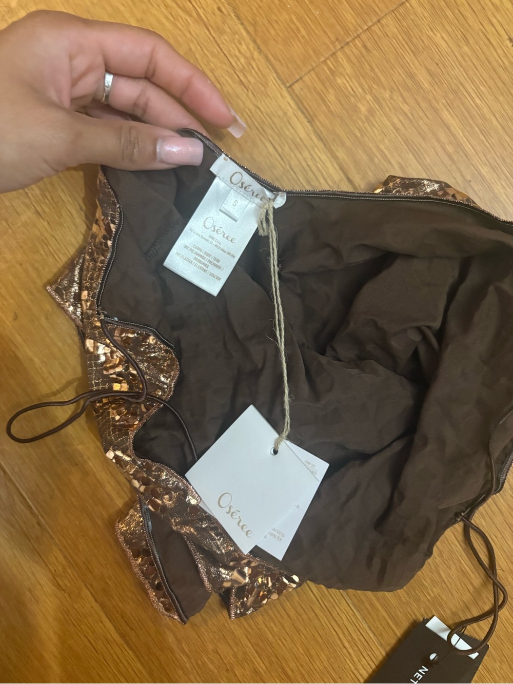 Oseree Gold Sequin One-Piece Swimsuit
